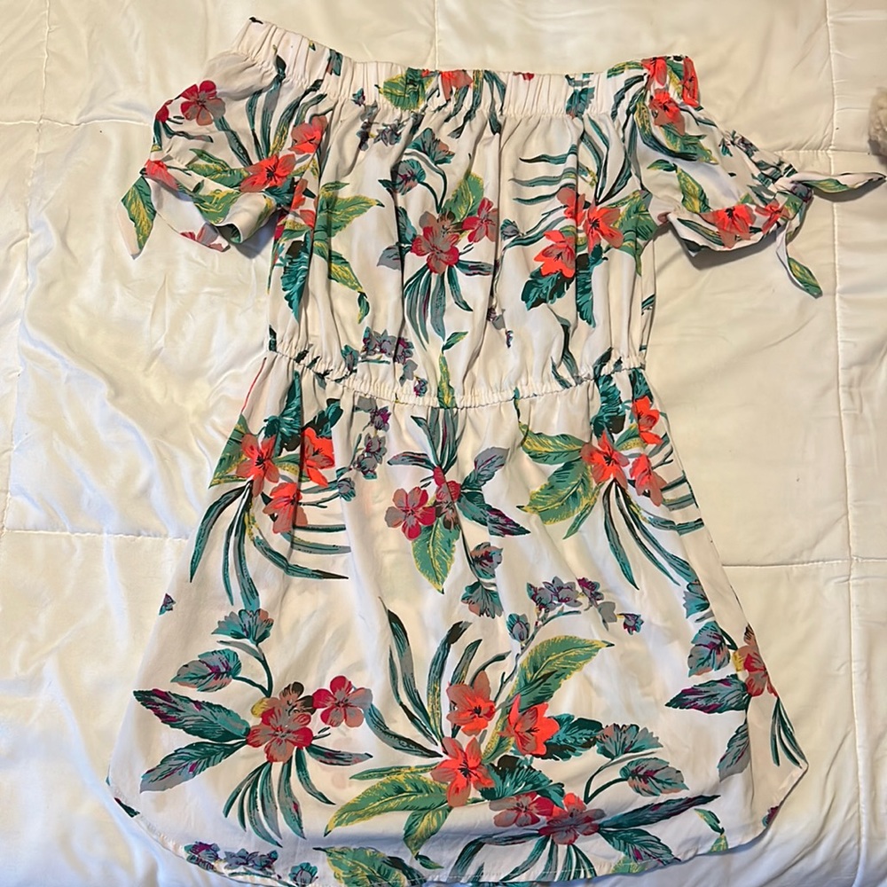 floral strapless dress